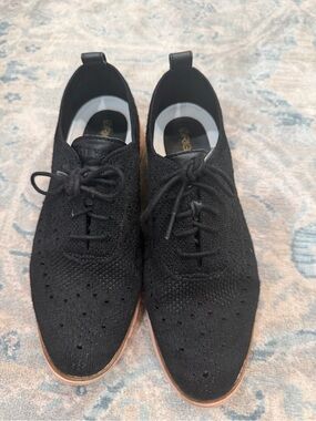 Cole Haan Black Knit Lace-Up Oxford Derbys